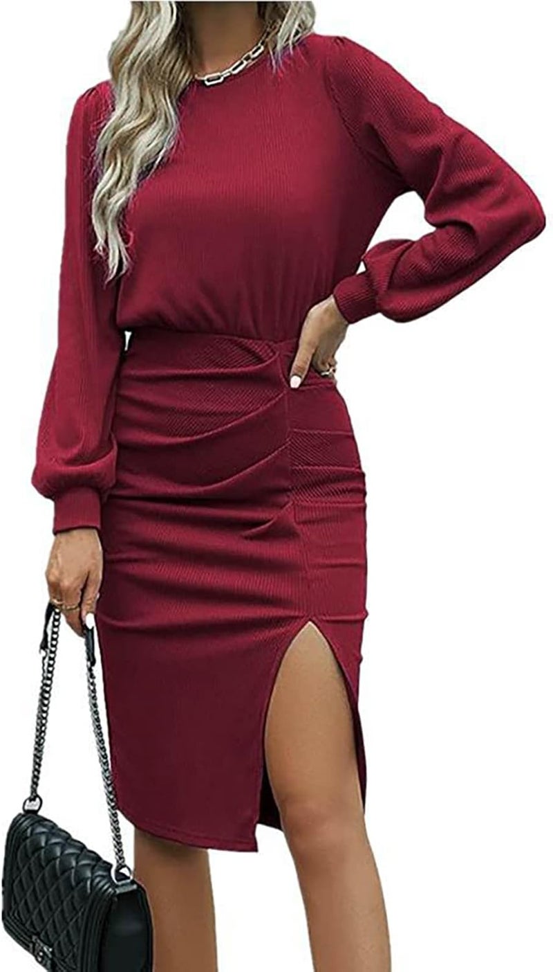 woobles Dress, womens high waist comfortable dress, solid color, breathable lantern sleeve for the night XL - Image 5